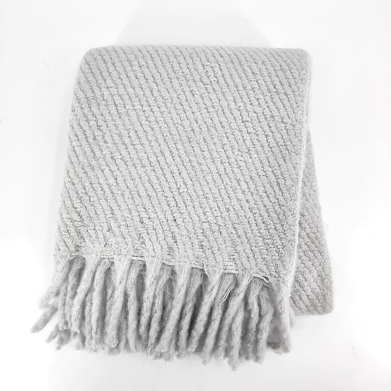 100% Polyester Heavy Mohair Warm Cozy Throw Blanket Plaid